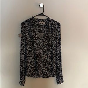 Navy blue and white blouse